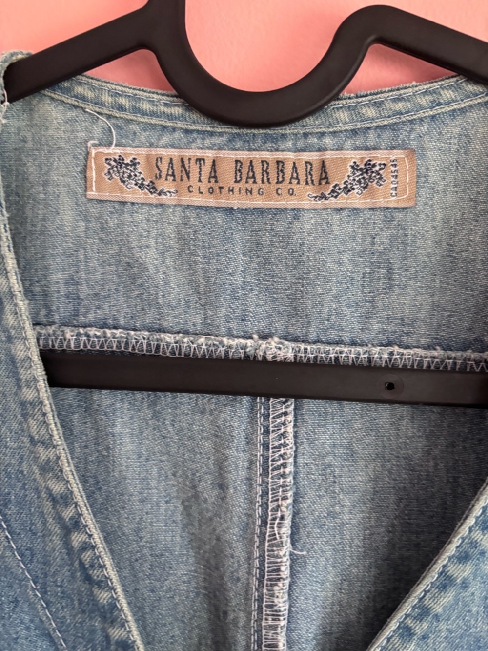 Santa Barbara Light Blue Denim Midi Dress with Button Front - Picture 2 of 3